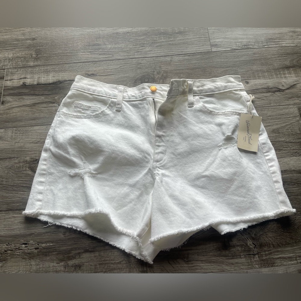 Universal Thread White Jean Shorts Frayed Hem